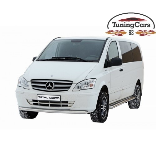 Защита ПЕРЕДА «Труба» d63,5 Mersedes-Benz Viano (& Vito) кол.база 3200 (нерж)