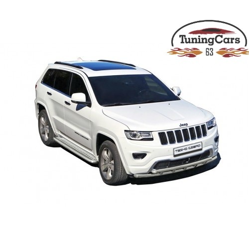 Защита порогов «Труба с проступью» d76 Jeep GRAND CHEROKEE сталь