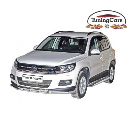 Защита ПОРОГОВ с алюм. листом d63,5 Volkswagen TIGUAN