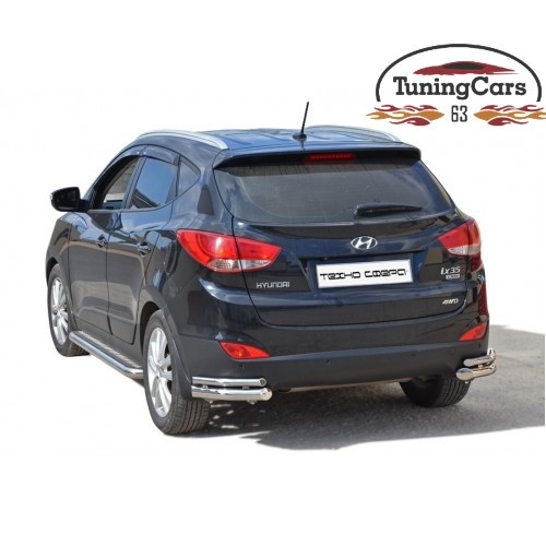 Защита ЗАДН. БАМПЕРА «Уголки двойные», d.63,5 Hyundai ix35 (нерж)