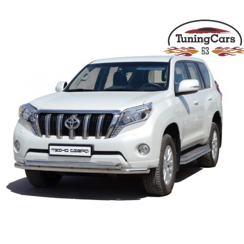 Защита ПЕРЕДА «Труба двойная» d63,5 Toyota Land Cruiser Prado 150 (нерж)